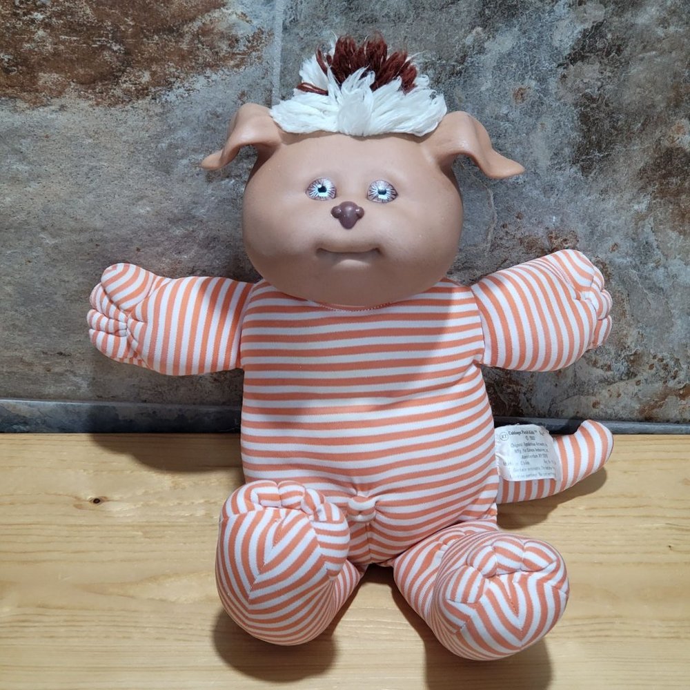 VTG Coleco Cabbage Patch Kids Koosas Dog Doll Brown Orange Striped Body 1983